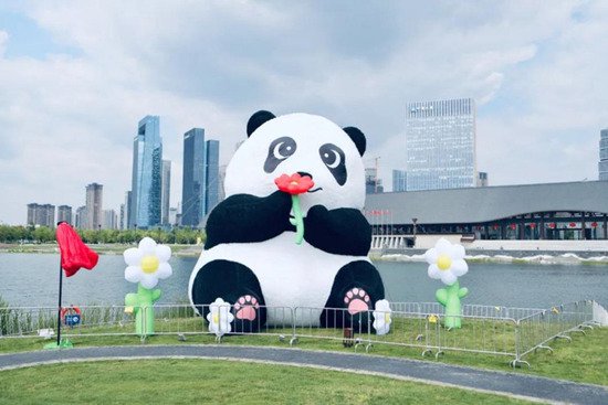四川天府新区秦皇湖畔来了一只“大熊猫”