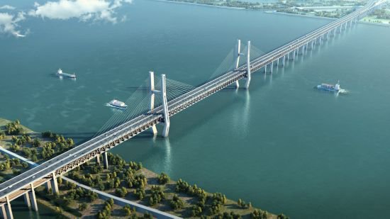 崇启公铁长江大桥两座主墩承台首次浇筑完成