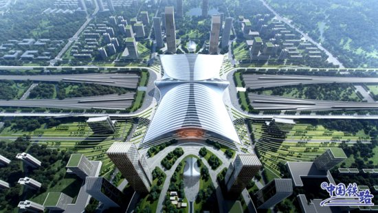 天府高铁站建设有新进展 成都“钢凤凰”雏形初现