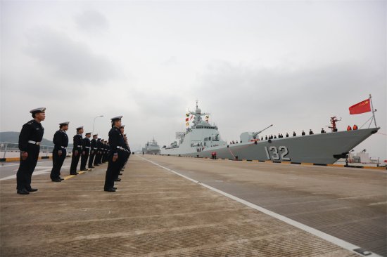中国海军<em>第41</em>批护航编队完成任务返回舟山
