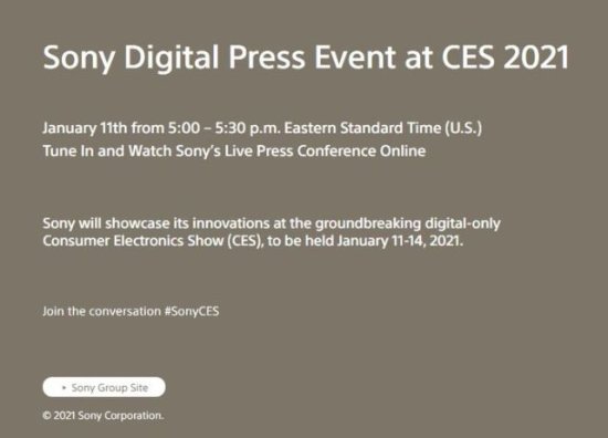 索尼正式公开CES 2021<em>在线</em>发布平台 Sony Square