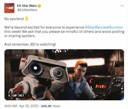 EA警告偷跑玩家不要<em>剧透</em>《星战绝地》：BD在看着你