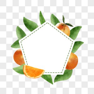 橙子<em>水果</em>水彩自然边框