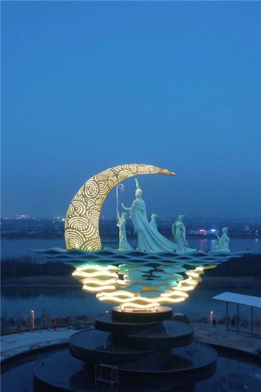 巜湘江女神雕塑灯光调试完成，长沙又多了一个标志性<em>建筑</em>！