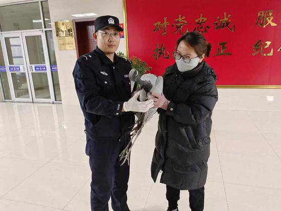 白云鄂博矿区公安分局救助一只国家二级保护动物蓑羽鹤