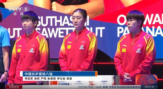 中国女队战胜泰国队 晋级世乒赛团体赛八强