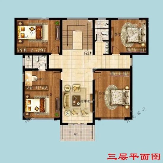 三层新中式风格<em>复式</em>别墅，完美还原效果图，7室3厅适合农村自建