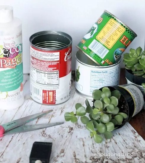 <em>奶粉罐</em>和油漆桶等<em>废物利用</em>DIY制作花盆的方法