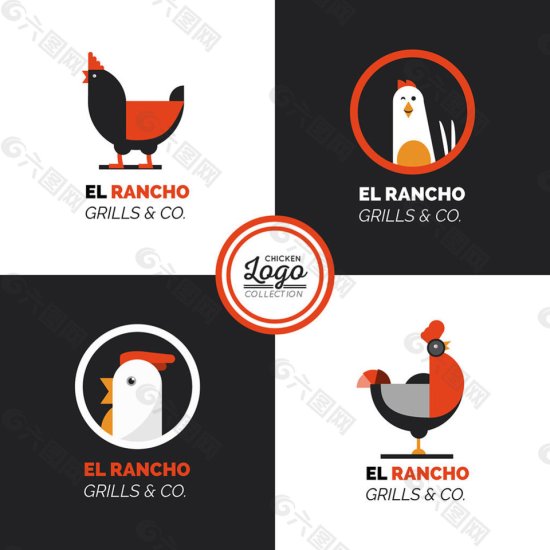 橙色细节鸡标志logo矢量<em>设计</em>模板