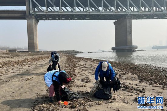 武汉市在天兴洲水域开展联合护渔净滩行动