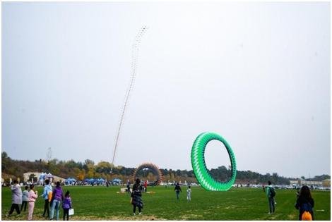 风筝普及推广出新花样 30米的“滚地龙”你见过吗？