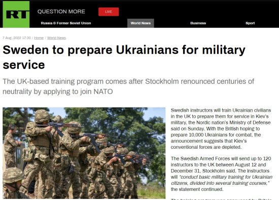 瑞典将派<em>军事</em>人员参加英国训练乌克兰平民项目