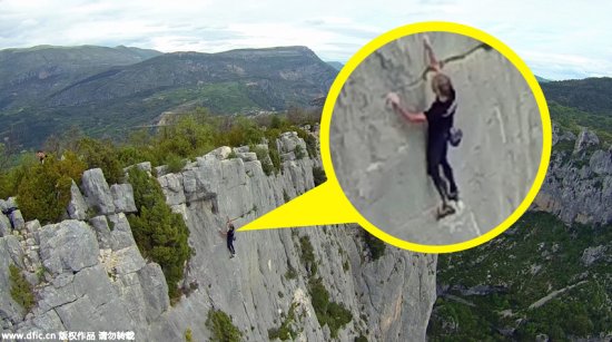 法国“蜘蛛人”徒手攀爬韦<em>尔东</em>峡谷 被人用无人机发现