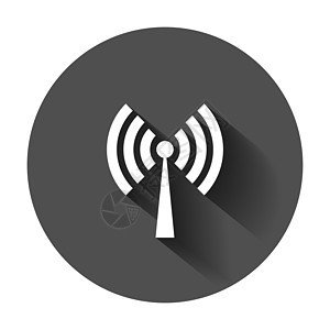 平面样式的 Wifi<em> 免费</em>互联网标志图标 Wifi 无线技术矢量图和长长的...